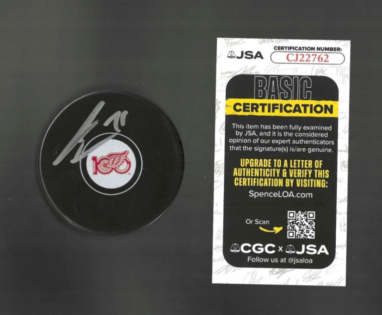 James van Riemsdyk Signed Detroit Red Wings Centennial 100th Puck JSA COA