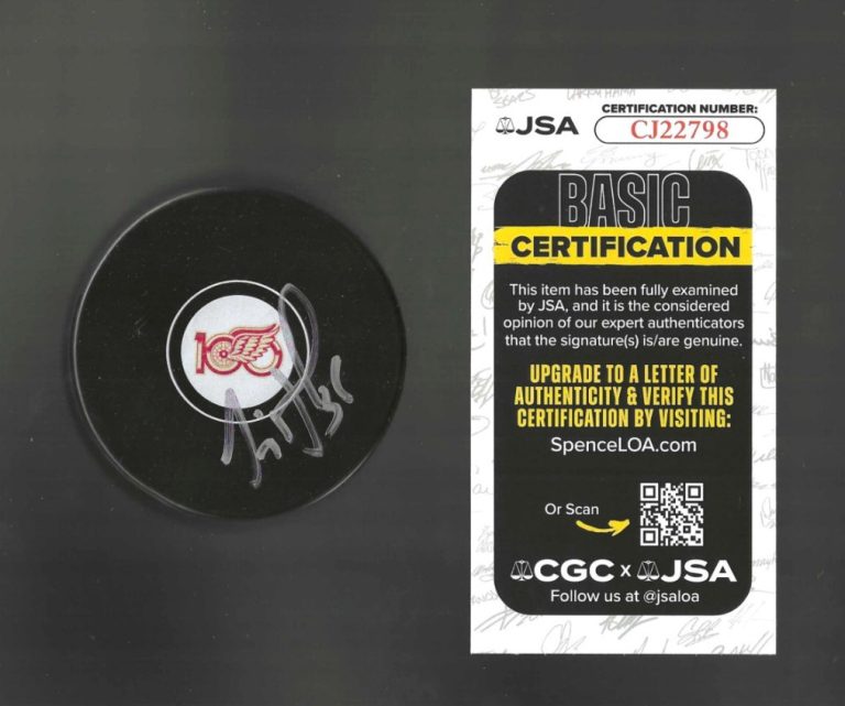Jimmy Howard Signed Detroit Red Wings Centennial 100th Puck JSA COA