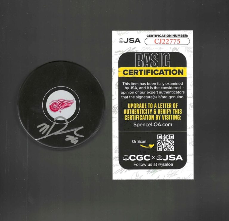 Nate Danielson Signed Detroit Red Wings Puck JSA COA