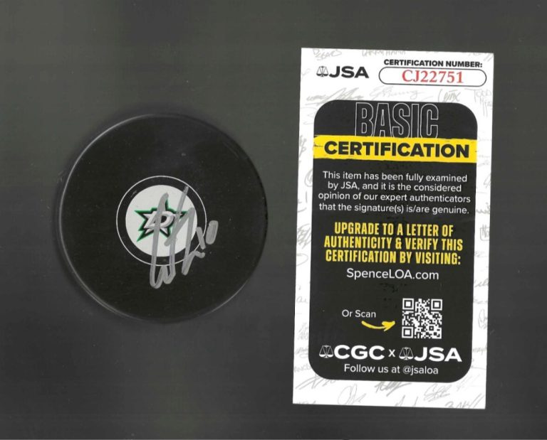 Oskar Back Signed Dallas Stars Puck JSA COA