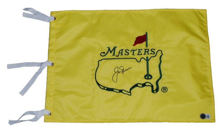 JACK NICKLAUS signed (MASTERS) Undated PGA yellow Golf pin flag BECKETT AE38954