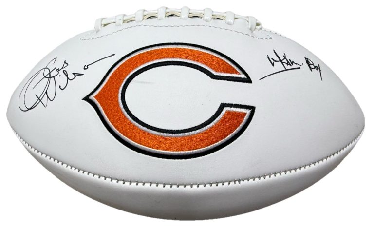 OTIS WILSON signed (CHICAGO BEARS) Mamas boy white logo football BECKETT BV13329