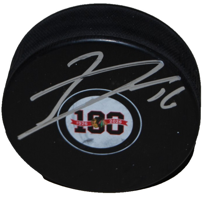 JASON DICKINSON signed (CHICAGO BLACKHAWKS) 100 Anniversary puck BECKETT BV10215