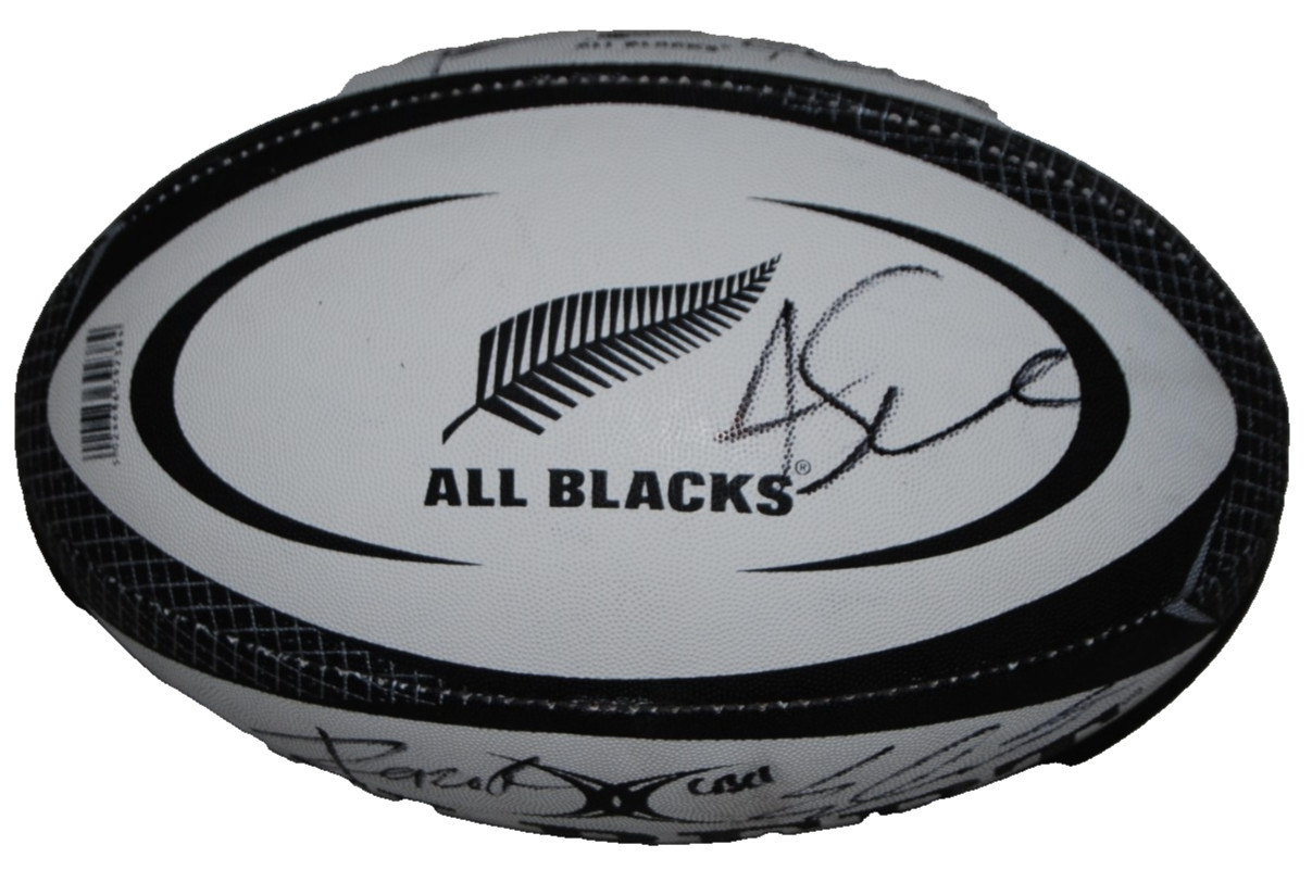 2025-26 NEW ZEALAND ALL BLACKS team signed Gibert match rugby ball W ...