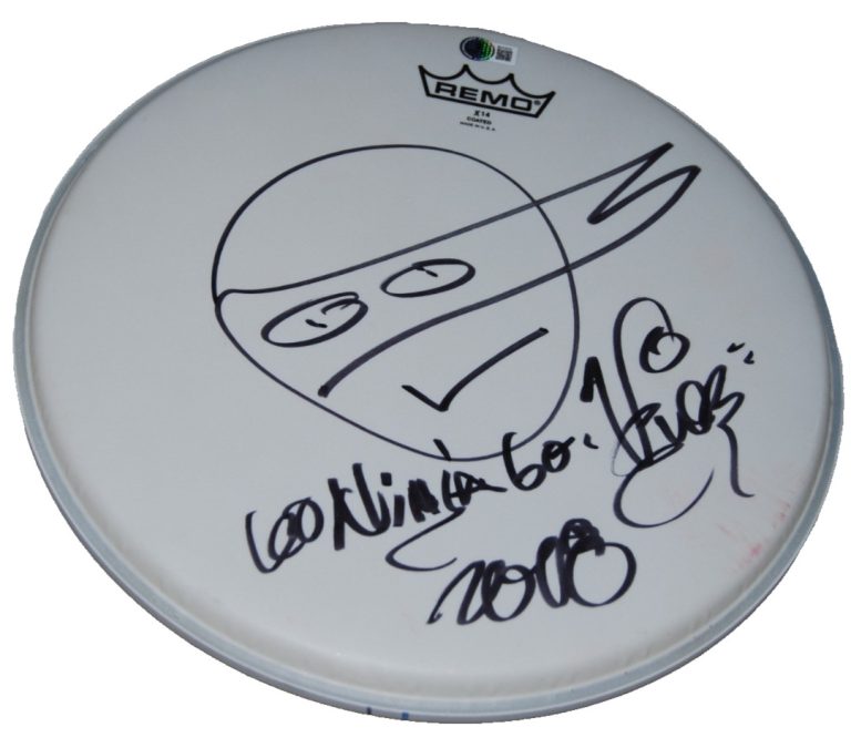 VANILLA ICE SIGNED (ICE ICE BABY) DRUM HEAD WITH SKETCH BECKETT BAS BV13315 COLLECTIBLE MEMORABILIA