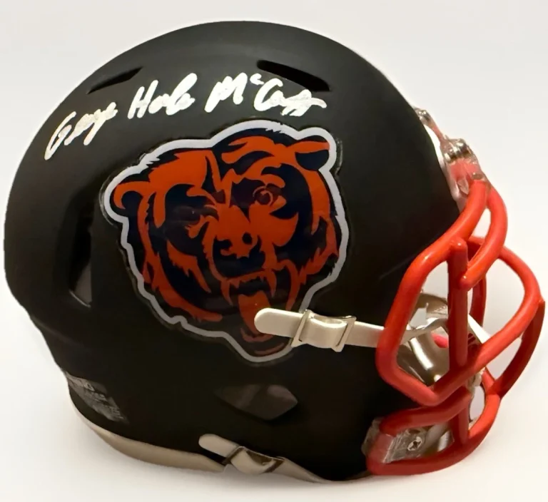GEORGE HALAS MCCASKEY signed CHICAGO BEARS mini football helmet BECKETT BR63113
