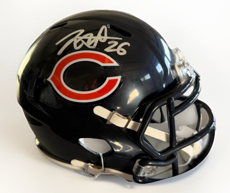 NAHSHON WRIGHT signed (CHICAGO BEARS) mini football helmet JSA Witness WC278781