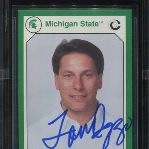 MICHIGAN STATE SPARTANS TOM IZZO signed auto 1990 ROOKIE CARD RC BECKETT 10 BAS