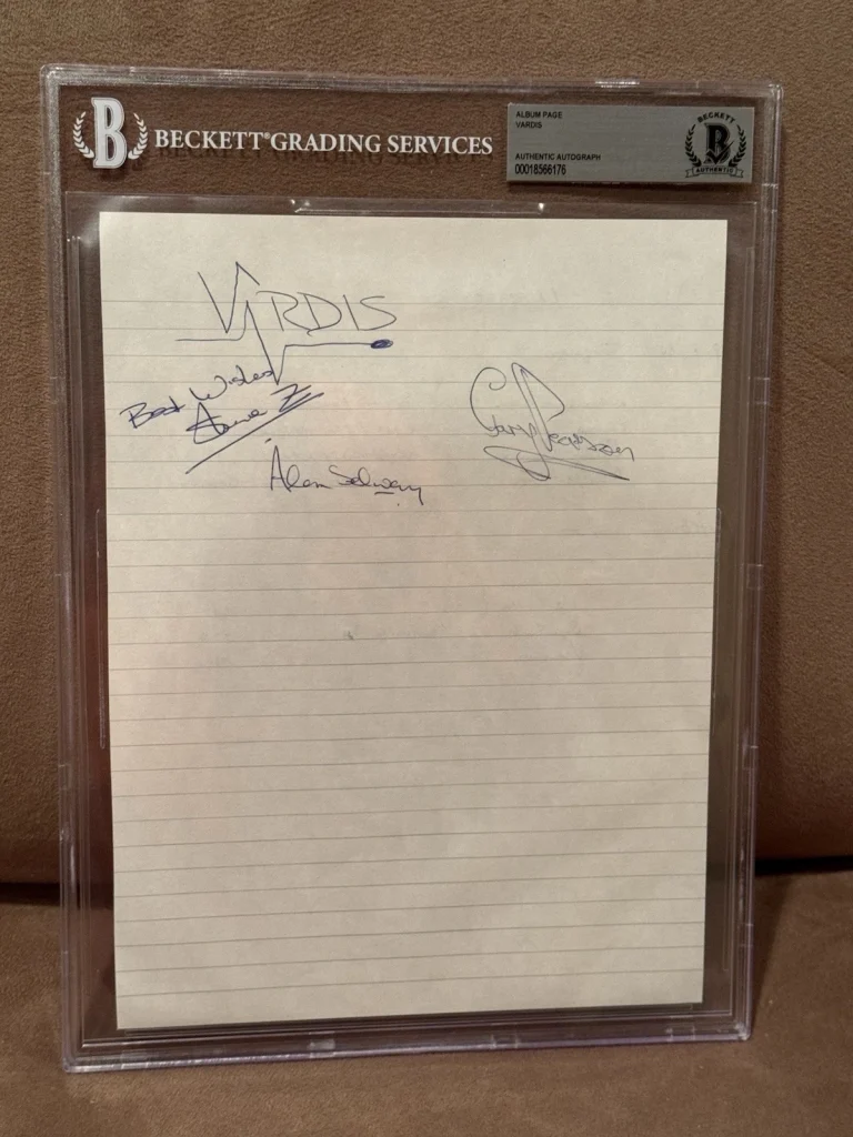 The Band “Vardis” Signed Autographed Album Page by 3 Beckett Gary Alan Steve