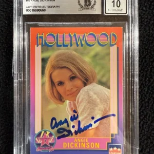 Angie Dickinson Signed 1991 Walk Of Fame Card #68 Police Woman Beckett Auto 10
