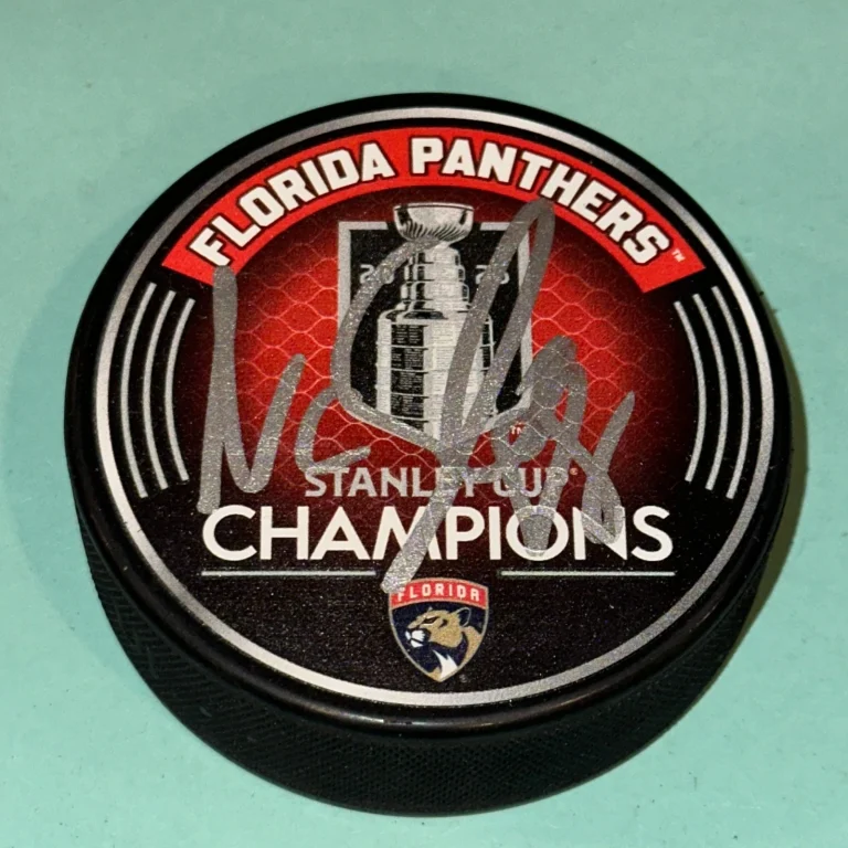 NATE SCHMIDT Signed Panthers 2025 STANLEY CUP CHAMPS Puck Beckett (BAS)