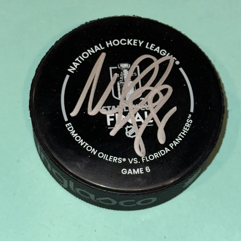 NATE SCHMIDT Signed Panthers 2025 STANLEY CUP Official GAME Puck Beckett (BAS)