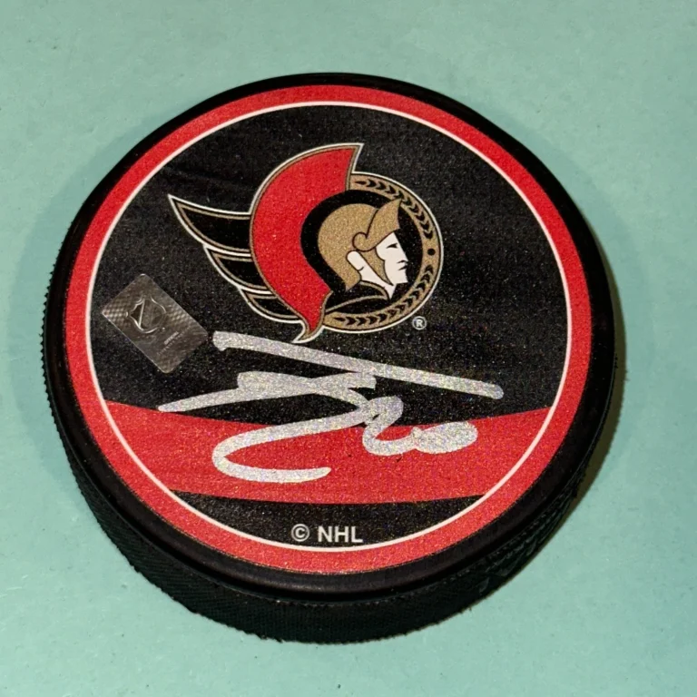 FABIAN ZETTERLUND Signed Ottawa SENATORS REVERSE RETRO Puck Beckett (BAS)