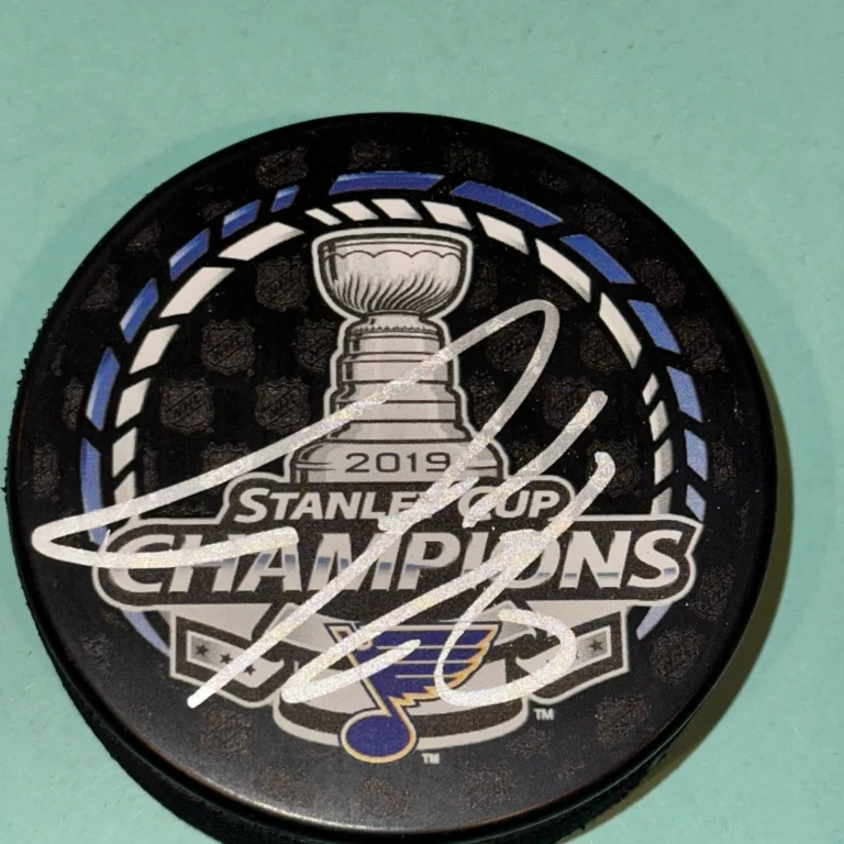 JOEL EDMUNDSON Signed BLUES 2019 STANLEY CUP CHAMPS Puck Beckett (BAS)