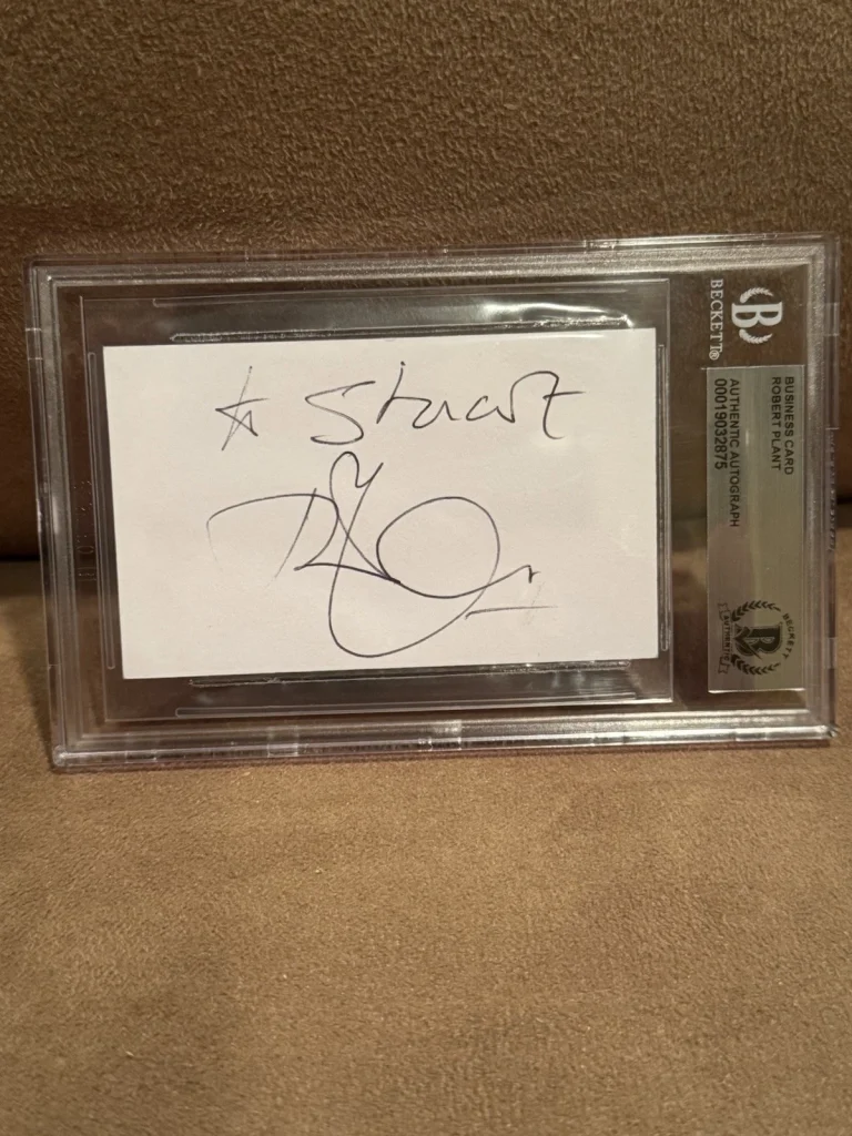 Robert Plant Signed Autographed Business Card Led Zeppelin Beckett Slabbed