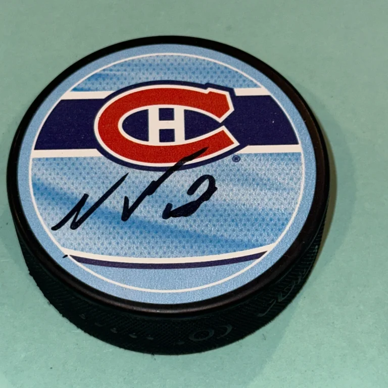 NOAH DOBSON Signed Montreal CANADIENS REVERSE RETRO Puck Beckett (BAS)