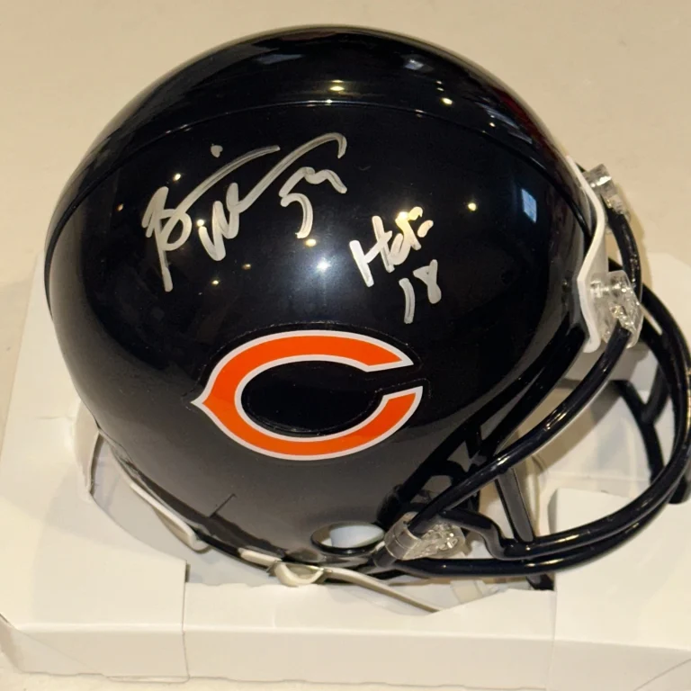 BRIAN URLACHER Signed Chicago BEARS VSR4 Mini-helmet Beckett BAS w/ HOF Inscrip