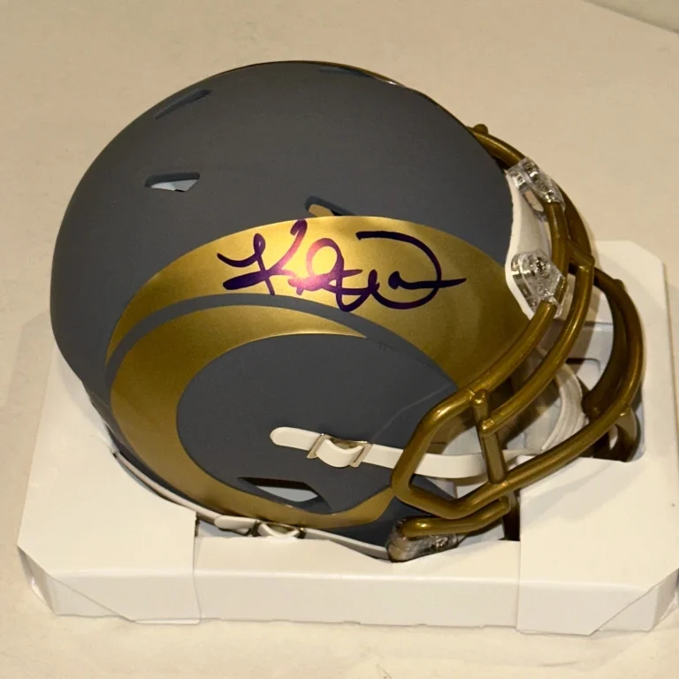 KURT WARNER Signed St. Louis RAMS SLATE Mini-helmet Beckett Authenticated (BAS)