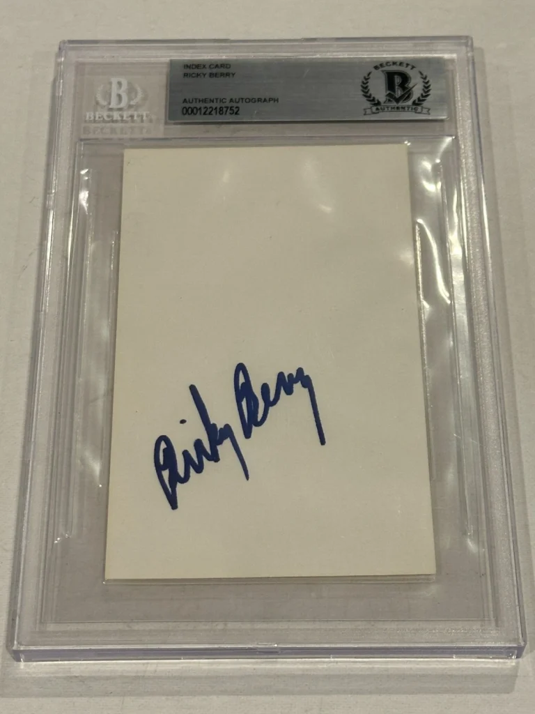 RICKY BERRY Signed INDEX CARD Beckett (BAS) Encapsulated