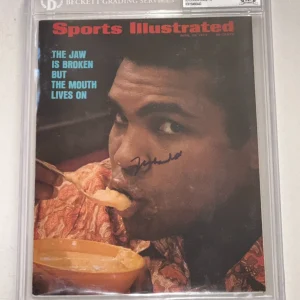 MUHAMMAD ALI Signed 4/23/73 SPORTS ILLUSTRATED Encapsulated BAS AUTO 10