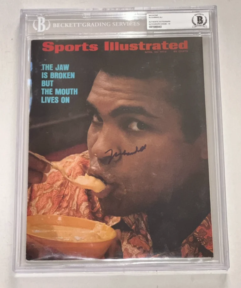 MUHAMMAD ALI Signed 4/23/73 SPORTS ILLUSTRATED Encapsulated BAS AUTO 10