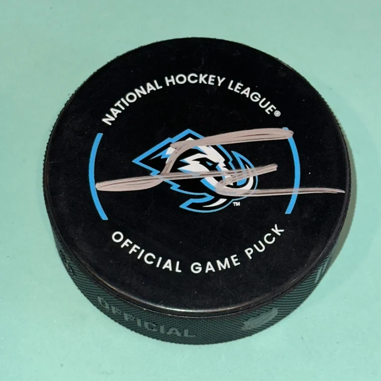 LOGAN COOLEY Signed UTAH Hockey Club Inaugural Official GAME Puck Beckett BAS