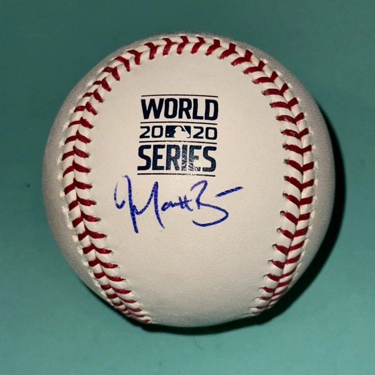 MATT BEATY (Dodgers) Signed Official 2020 WORLD SERIES Baseball Beckett (BAS)