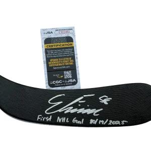 Emmitt Finnie Signed Inscribed 1st Goal Detroit Red Wings Hockey Stick JSA COA