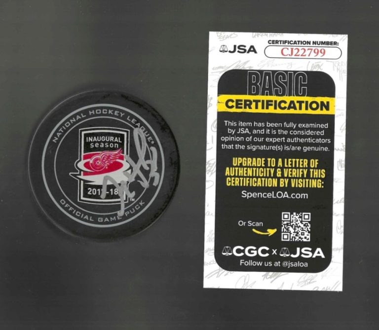 Jimmy Howard Signed Detroit Red Wings Little Caesars Arena Inaugural Puck JSA