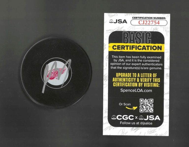 Jacob Bernard-Docker Signed Detroit Red Wings Puck JSA COA