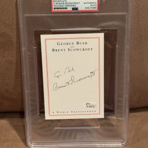 George Bush + Brent Scowcroft SIGNED AUTOGRAPHED Book Plate PSA Slabbed POTUS
