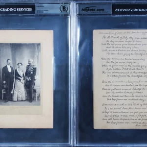 Clara Barton 2x Signed 6x8.75 1902 Boudoir Photo w Handwritten Poem BAS Slabbed