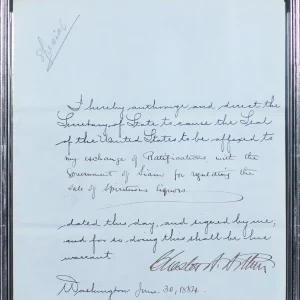 Chester A. Arthur Signed 8x10 1884 Alcohol Sales Agreement Document BAS Slab