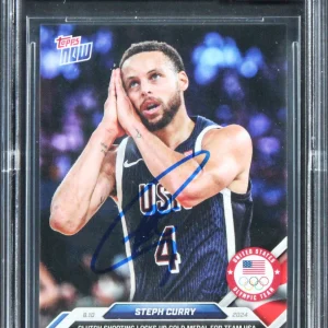 Warriors Steph Curry Signed 2024 Topps Olympic Games #27 Card Auto 10! BAS Slab