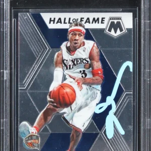 76ers Allen Iverson Authentic Signed 2019 Panini Mosaic #287 Card BAS Slabbed