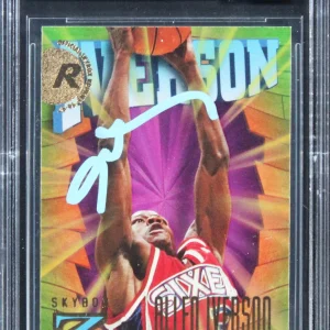 76ers Allen Iverson Signed 1996 Z-Force #151 Rookie Card Auto Grade 10! BAS Slab