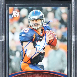 Broncos Tim Tebow Signed 2011 Topps Rising Rookies #28 Card Auto 10! BAS Slabbed