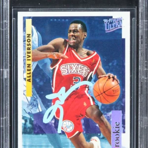 76ers Allen Iverson Authentic Signed 1996 Ultra #270 Rookie Card BAS Slabbed