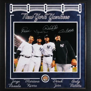 Yankees Core Four Jeter, Rivera, Pettitte & Posada Signed 16x20 Framed Photo BAS