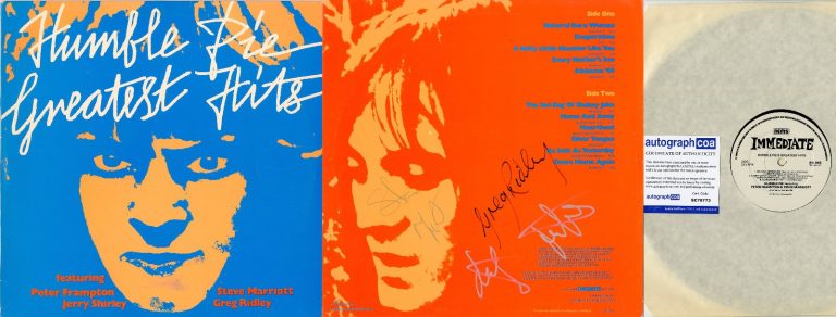 Humble Pie Vinyl Record signed by Steve Marriott, Jerry, Greg, ACOA Hits