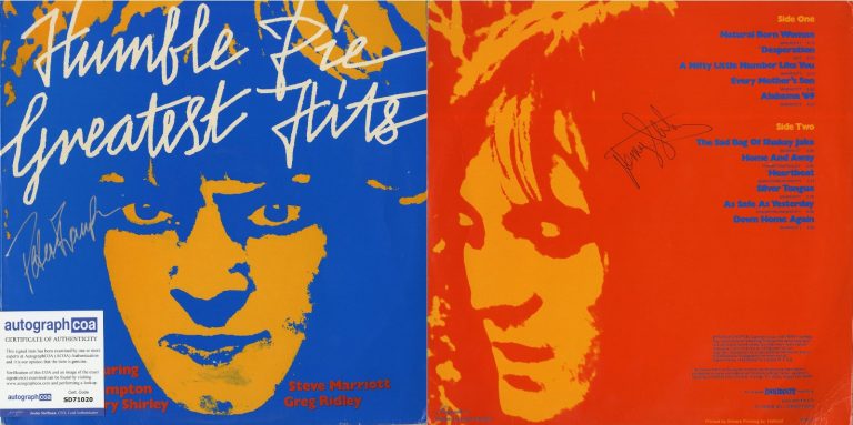 Humble Pie Vinyl Record signed Peter Frampton & Jerry., Greatest Hits ACOA