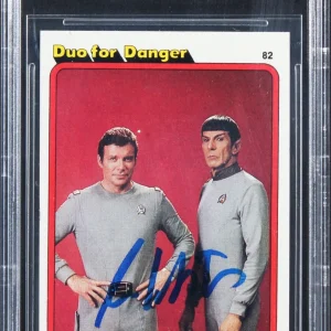 William Shatner Signed 1979 Star Trek #82 Duo For Danger Card BAS Slabbed