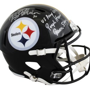 Steelers Rocky Bleier "3x Insc" Signed Full Size Speed Rep Helmet BAS Witnessed