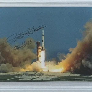 FRED HAISE SIGNED PSA DNA COA AUTOGRAPHED APOLLO 13 LAUNCH PHOTOGRAPH ASTRONAUT