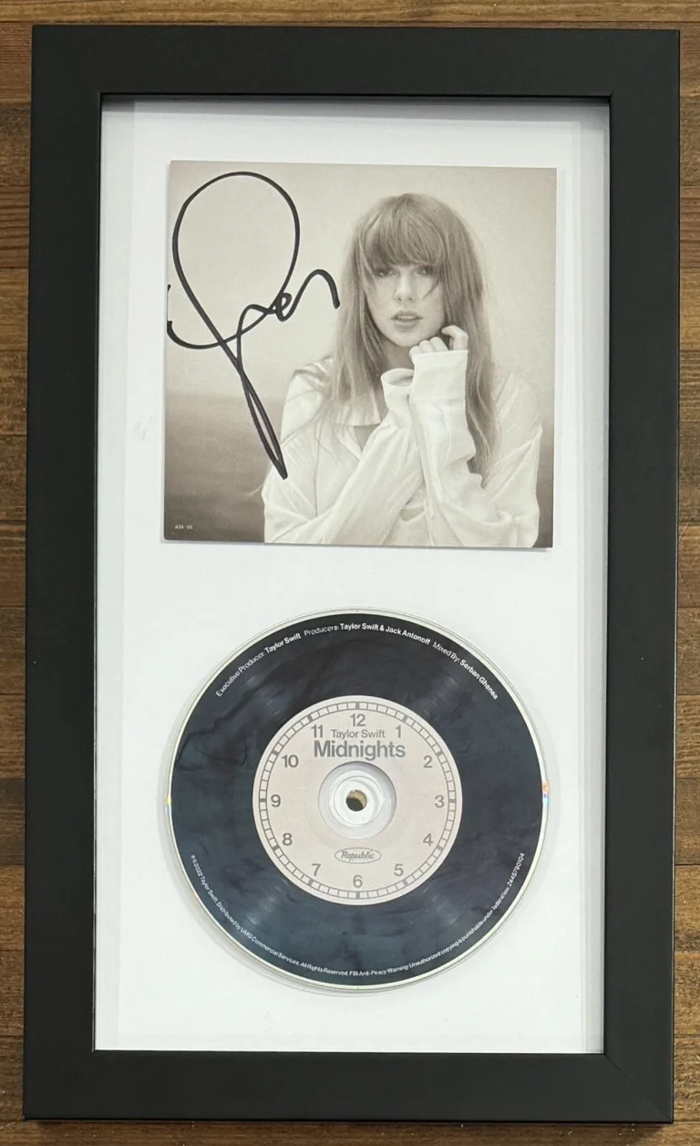 TAYLOR SWIFT Midnights Jade Green CD & Signed FRAMED Photograph BAS Beckett COA