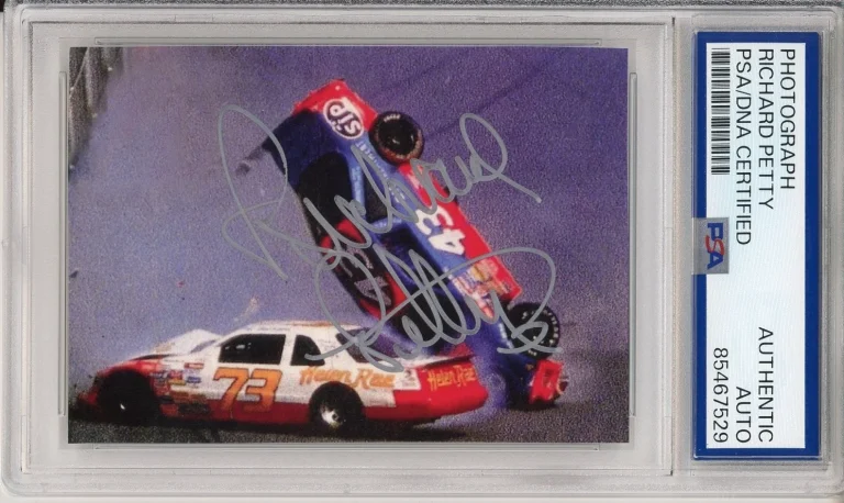 RICHARD PETTY NASCAR CRASH SIGNED PHOTOGRAPH AUTOGRAPH PSA DNA CERTIFIED COA