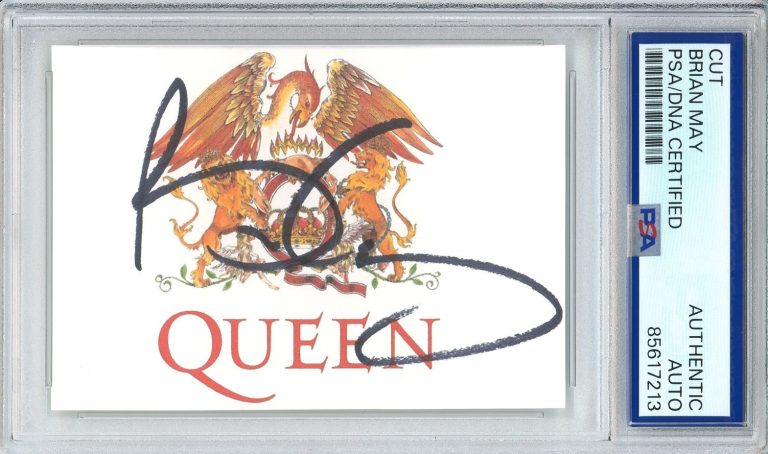 Brian May SIGNED QUEEN Guitar Band Logo Photo Picture Cut PSA DNA COA Autograph
