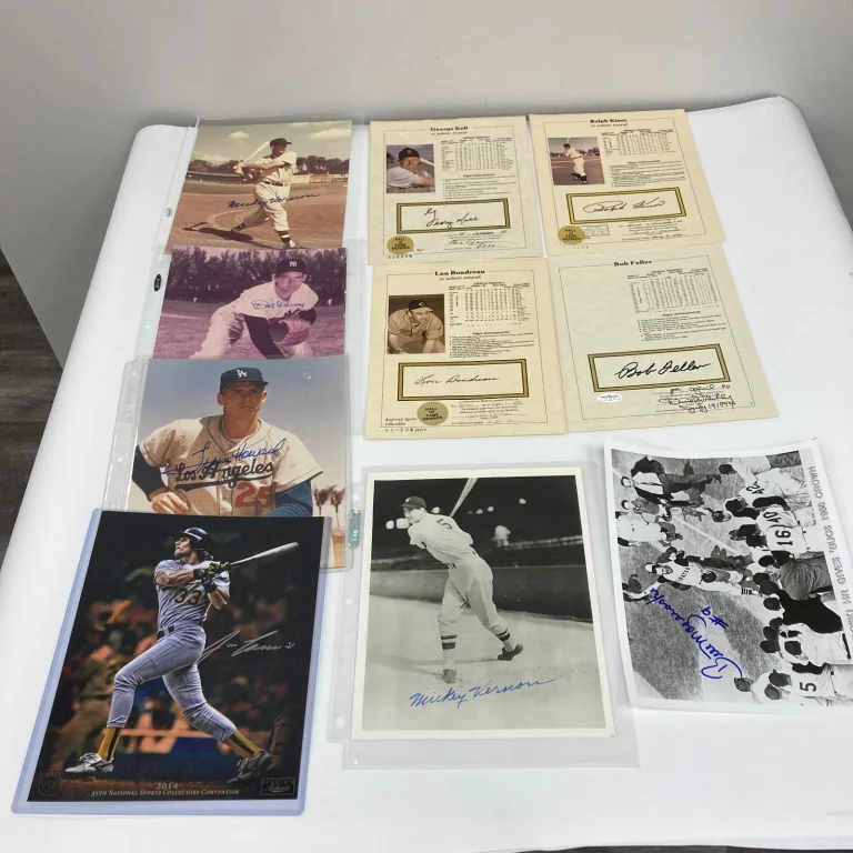 Lot Of (18) Signed MLB Baseball Photos Jose Canseco Bob Feller Don Larsen