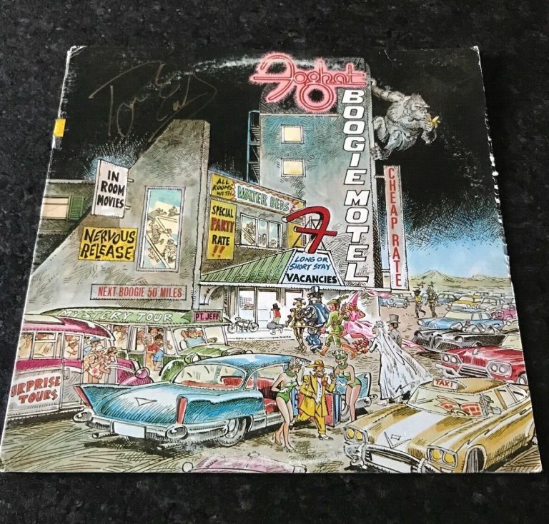 * ROGER EARL * signed vinyl album * BOOGIE MOTEL * FOGHAT DRUMMER * COA * 1