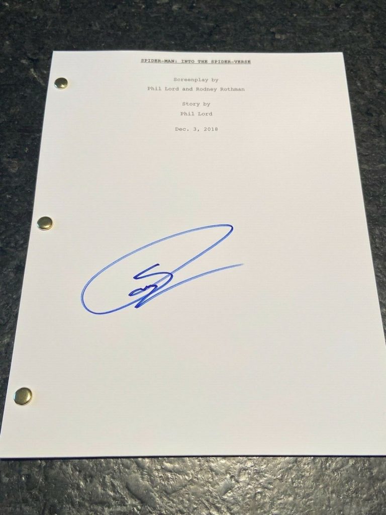 * SHAMEIK MOORE * SIGNED MOVIE SCRIPT * SPIDER-MAN: INTO THE SPIDER-VERSE * 2 COLLECTIBLE MEMORABILIA